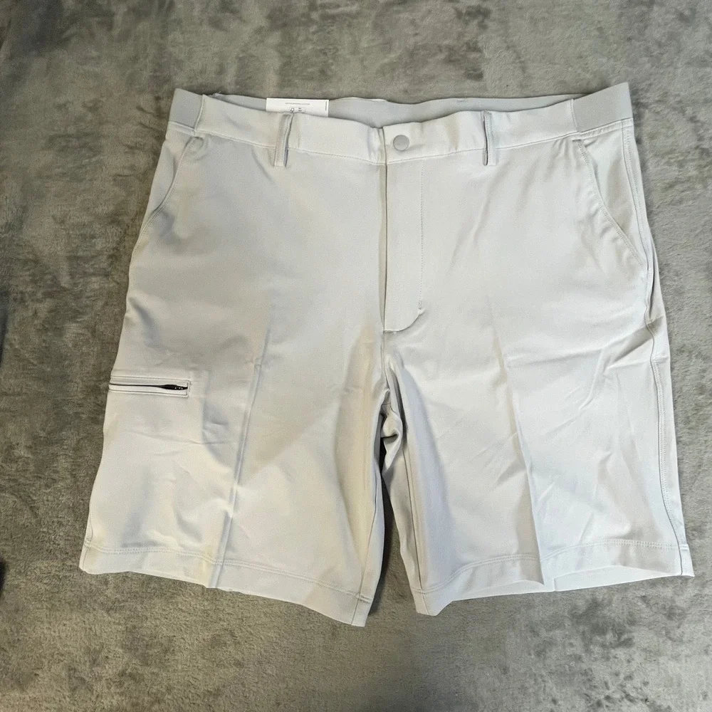 Greg Norman Golf Shorts Mens 36 Gray Tech Performance Stretch Zipper Pocket NEW